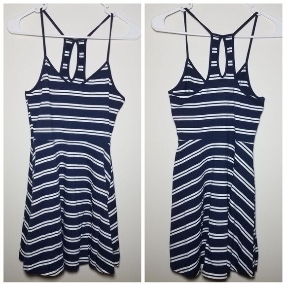 EUC|Blue Striped Racerback Skater Dress, SMALL - Picture 1 of 3